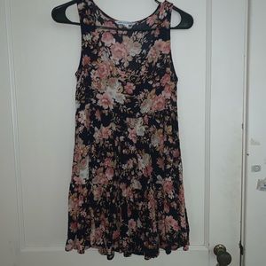 American Eagle Navy Floral Tiered Babydoll Dress